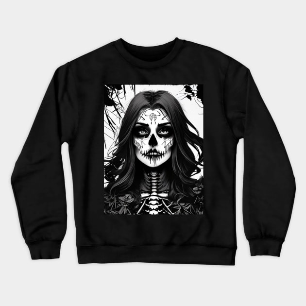 Black Magic Beauty: Experience the Dark Beauty of Our Mesmerizing Black and White Art Crewneck Sweatshirt by ShyPixels Arts